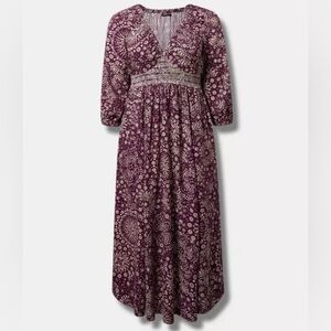 Torrid Maxi 3/4 Raglan Sleeve V-Neck Dress